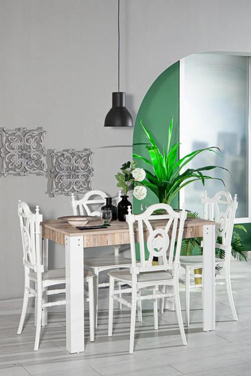 Grande / Keops Mutfak Masa Takımı 4 Sandalye 1 Masa - Beyaz