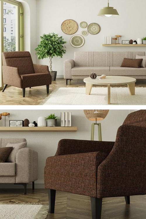 Mitra 3+1 Salon&Oturma Odası Koltuk Takımı - Krem&Kahve