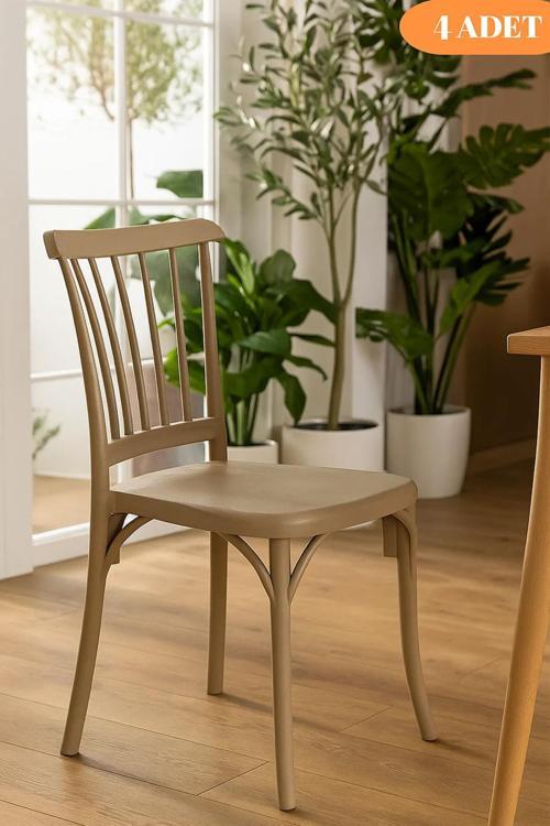 4 Adet Alara Cappucino Mutfak Sandalyesi, Yemek, Bahçe, Kafe, Modern Sandalye
