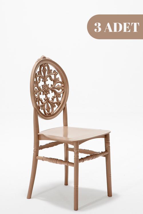 Home Venüs 3 Adet Mutfak Sandalye- Cappucino