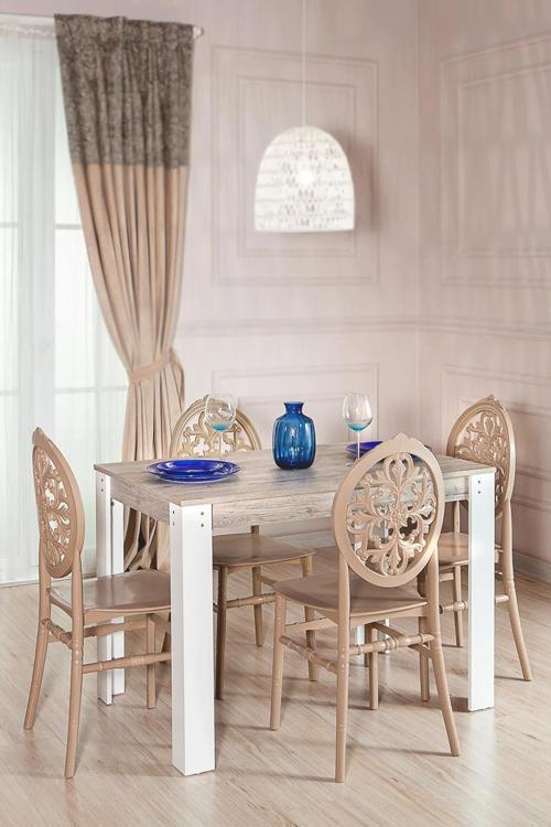 Grande Ceviz / Venüs Mutfak Masa Takımı 1 Masa 4 Sandalye - Cappucino