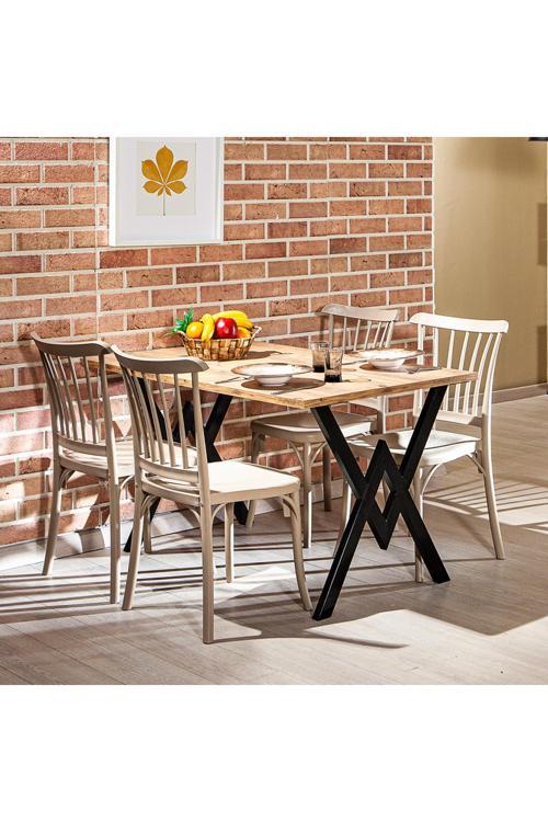 Matrix Wega Atlantik Çam / Violet Mutfak Masa Takımı - Cappucino