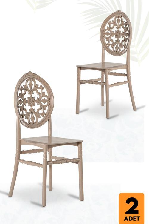 Home Venüs 2 Adet Mutfak Balkon Bahçe Sandalye - Cappucino