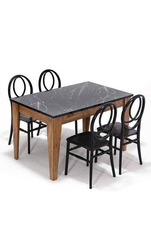 Avrupa Phoenix Mutfak Masa Takımı 1 Masa 4 Sandalye - Siyah