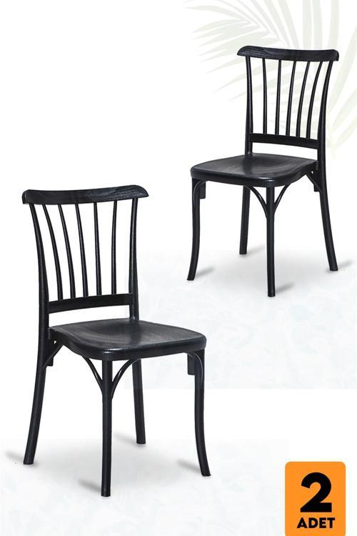 Home Violet 2 Adet Bahçe Balkon Sandalye - Siyah