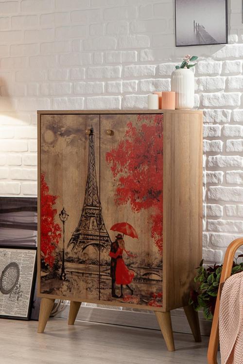 Mary Eyfel / 4 Raflı 2 Kapaklı Çok Amaçlı Mutfak Dolabı Banyo Dolabı Çok Amaçlı Dolap