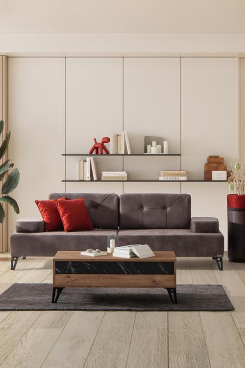 Avrupa Üçlü Salon&Oturma Odası Kanepe - Antrasit