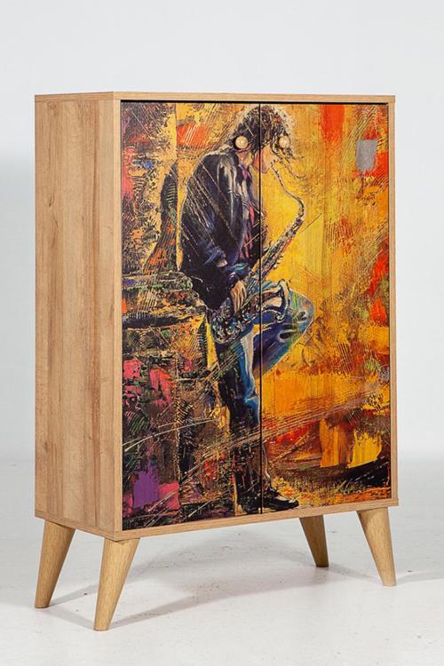 Mary Melodi / 4 Raflı 2 Kapaklı Çok Amaçlı Mutfak Dolabı Banyo Dolabı Çok Amaçlı Dolap