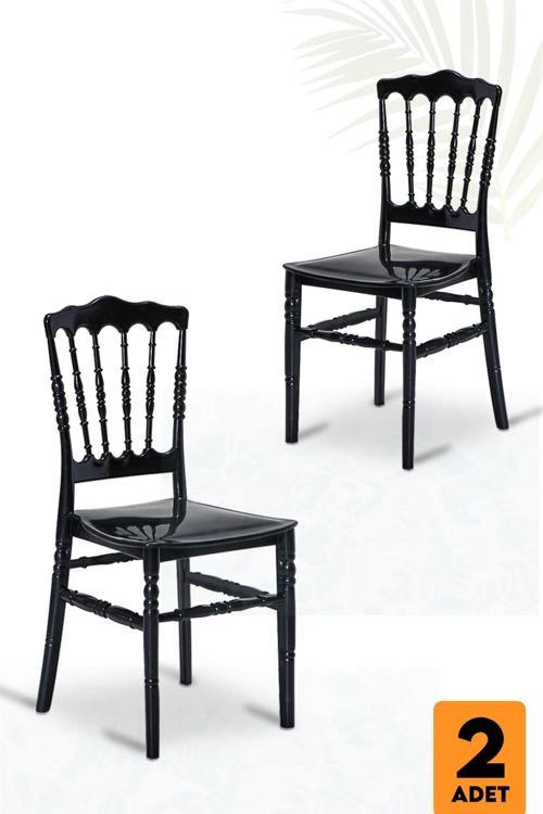 Home 2 Adet Miray Bahçe Balkon Mutfak Sandalye - Siyah
