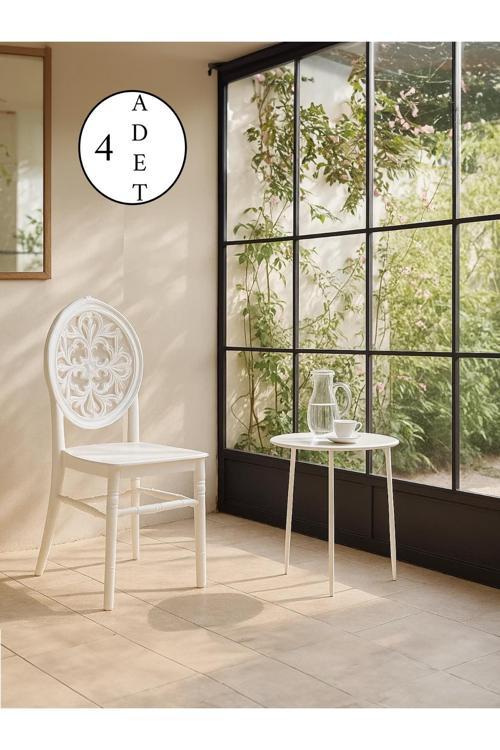 Zümra 4 Adet Mutfak ,Yemek, Bahçe, Kafe, Modern Sandalye - Beyaz