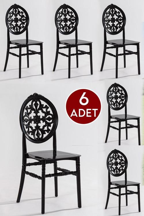 Venüs Home Balkon Mutfak Cafe Sandalyesi 6 Adet - Siyah