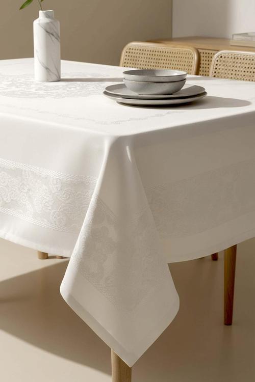 Jumbo Jakar Krem Sıvı İtici Leke Tutmaz Masa Örtüsü 160x220 cm