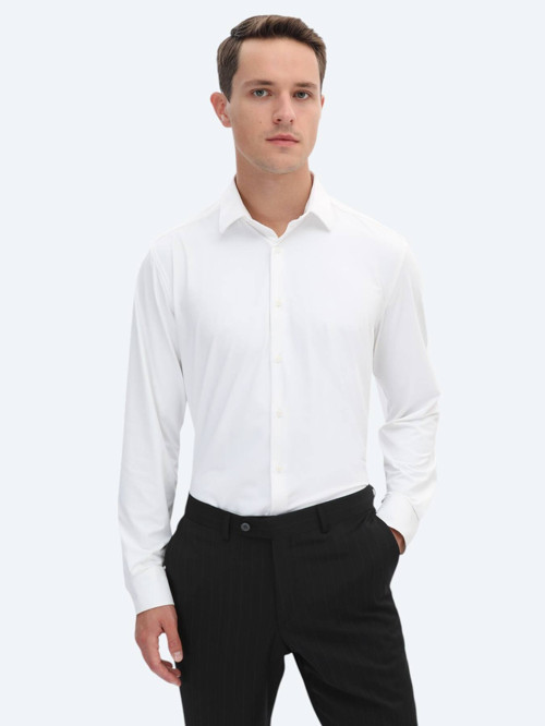 Beyaz Regular Fit Casual Gömlek