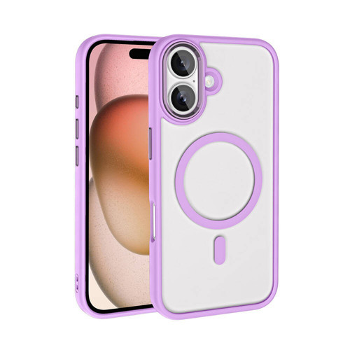 Apple iPhone 16 Plus Kılıf Wireless Şarj Özellikli MKST Krom Magsafe Silikon Kapak-Pembe