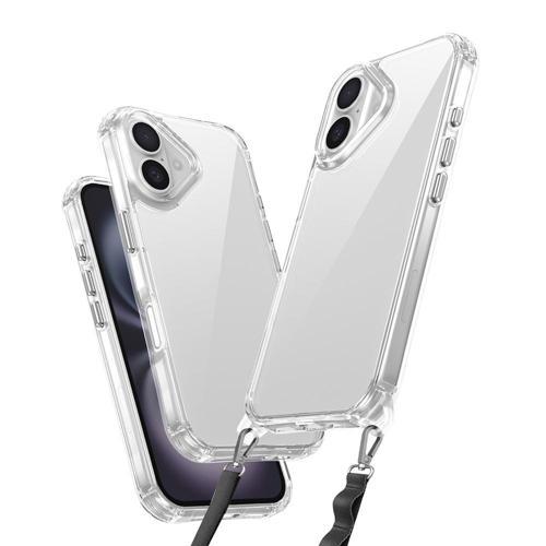 iPhone 16 Plus Kılıf AiHTTgli Takılabilir Askı Aparatlı MKST Snap Silikon Kapak-Şeffaf