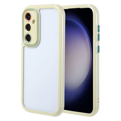 Galaxy S23 Kılıf Kamera Korumalı Renkli Kenar ve Çerçeve Tasarımlı MKST Vitamin Kapak-Yeşil