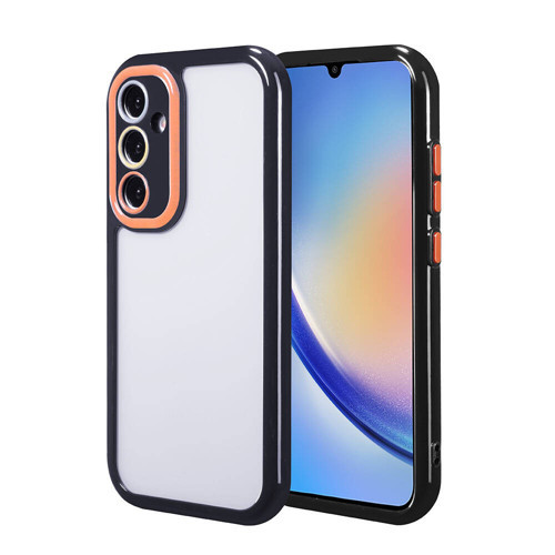 Galaxy A34 Kılıf Kamera Korumalı Renkli Kenar ve Çerçeve Tasarımlı MKST Vitamin Kapak-Siyah