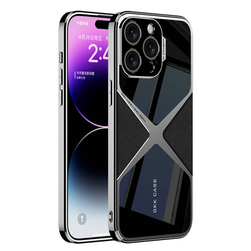 Apple iPhone 14 Pro Kılıf Ultra İnce Kamera Korumalı PC + Deri Arka Yüzey MKST X-Pro Kapak-Siyah
