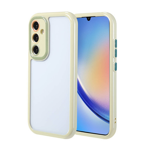 Galaxy A34 Kılıf Kamera Korumalı Renkli Kenar ve Çerçeve Tasarımlı MKST Vitamin Kapak-Yeşil