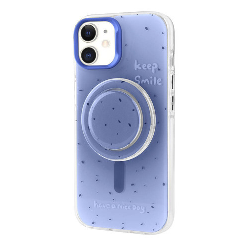 iPhone 11 MKST Magsafe Şarj Özellikli Tak-Çıkar Pop Soketli MKST Tiktok Kılıf-Mavi