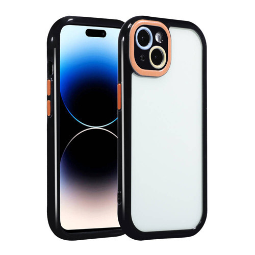 iPhone 14 Kılıf Kamera Korumalı Renkli Kenar ve Çerçeve Tasarımlı MKST Vitamin Kapak-Siyah