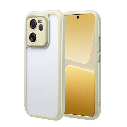 Xiaomi Mi 13T Pro Kılıf Kamera Korumalı Renkli Kenar ve Çerçeve Tasarımlı MKST Vitamin Kapak-Yeşil
