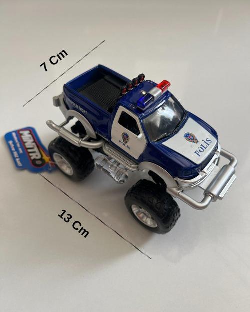 Metal Çek Bırak Sesli Canavar Polis Arabası 13x7x9 Cm