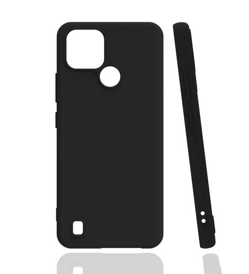 Realme C21 Kılıf MKST Biye Silikon - Siyah