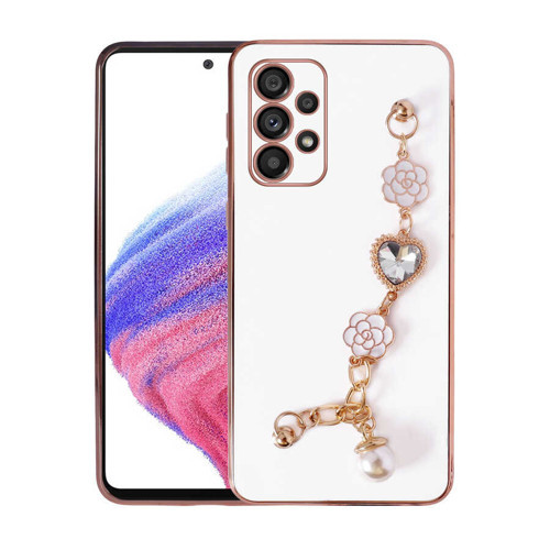 Galaxy A33 5G Kılıf El Tutamaçlı Kamera Korumalı MKST Taka Silikon Kapak - Beyaz