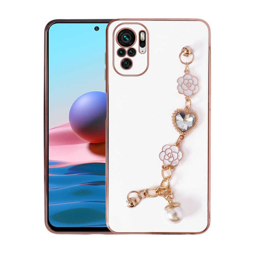 Redmi Note 10 Kılıf El Tutamaçlı Kamera Korumalı MKST Taka Silikon Kapak - Beyaz