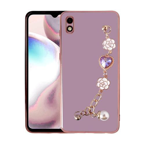 Redmi 9A Kılıf El Tutamaçlı Kamera Korumalı MKST Taka Silikon Kapak - Mor