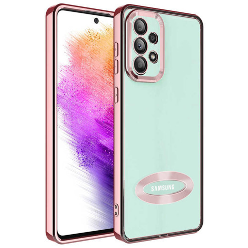 Galaxy A53 5G Kılıf Kamera Korumalı Logo Gösteren MKST Omega Kapak - Rose Gold