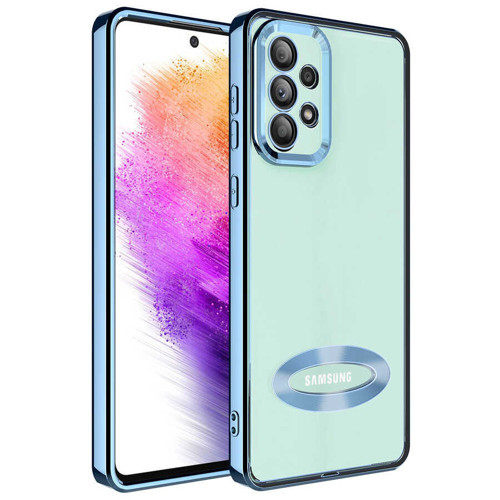 Galaxy A53 5G Kılıf Kamera Korumalı Logo Gösteren MKST Omega Kapak - Sierra Mavi