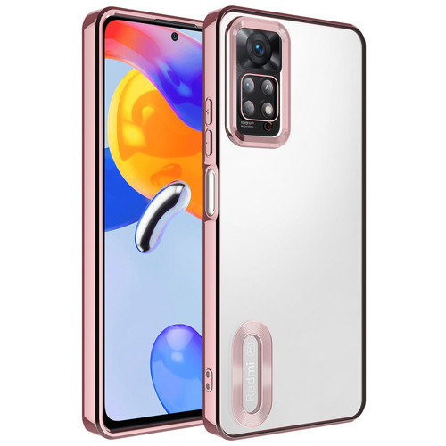Redmi Note 12 Pro 4G Kılıf Kamera Korumalı Logo Gösteren MKST Omega Kapak - Rose Gold