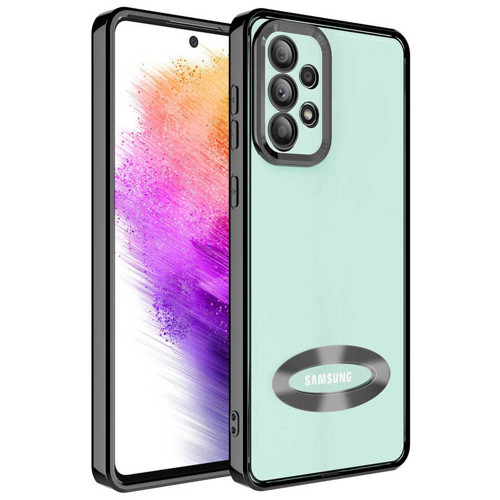 Galaxy A53 5G Kılıf Kamera Korumalı Logo Gösteren MKST Omega Kapak - Siyah