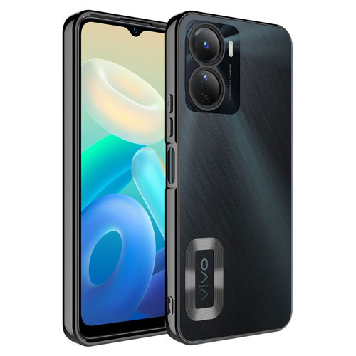 Vivo Y16 Kılıf Kamera Korumalı Logo Gösteren MKST Omega Kapak - Siyah