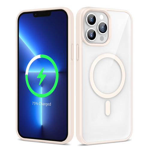 iPhone 13 Pro Max Kılıf Magsafe Wireless Şarj Özellikli Silikon MKST Ege Kapak - Pembe