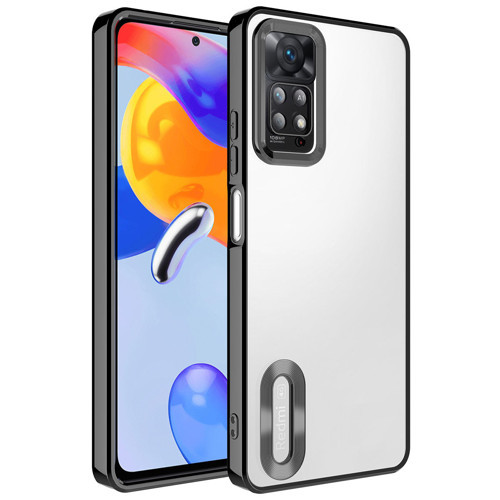 Redmi Note 12 Pro 4G Kılıf Kamera Korumalı Logo Gösteren MKST Omega Kapak - Siyah