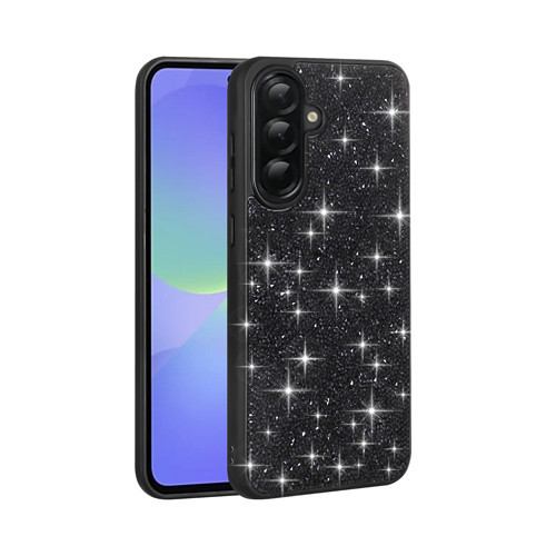 Galaxy A36 Kılıf Parlak Taşlı Tasarım MKST Pırlanta Kapak - Siyah
