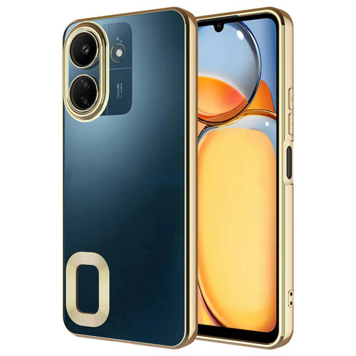 Redmi 13C Kılıf Kamera Korumalı Logo Gösteren MKST Omega Kapak - Gold