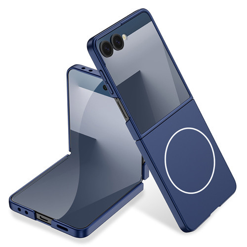 Galaxy Z Flip 7 Kılıf Wireless Şarj Özellikli Zore Kıpta M-safe Kapak - Lacivert