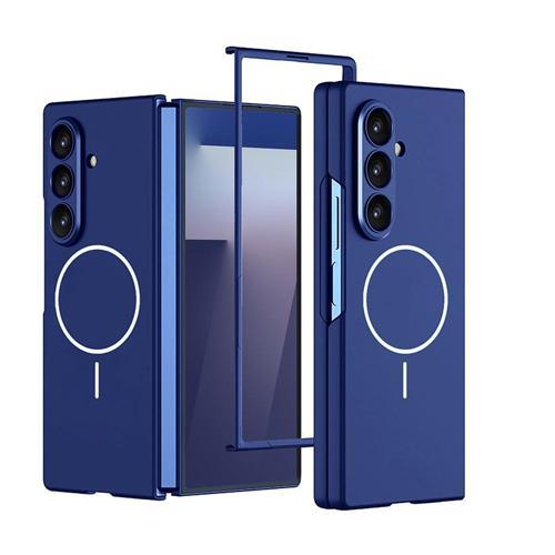 Galaxy Z Fold 7 Kılıf Wireless Şarj Özellikli Zore Kıpta M-safe Kapak - Lacivert