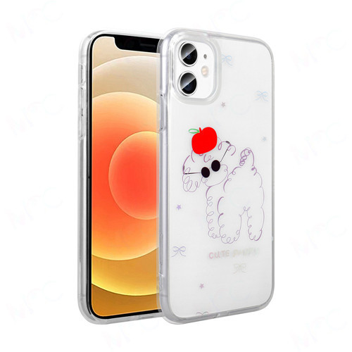 iPhone 11 Kılıf Şeffaf Figürlü Zore Folk Sert Kapak - Sevimli Köpek