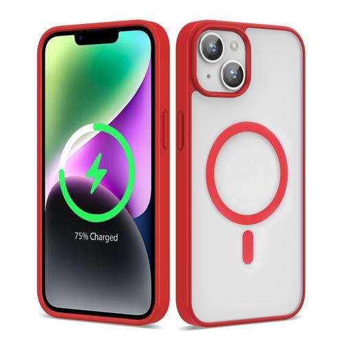 iPhone 12 Kılıf Magsafe Wireless Şarj Özellikli Silikon MKST Ege Kapak - Kırmızı