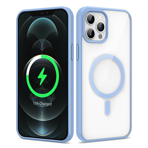 iPhone 13 Pro Max Kılıf Magsafe Wireless Şarj Özellikli Silikon MKST Ege Kapak - Açık Mavi