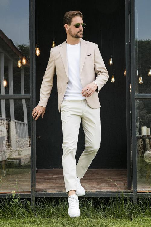 Slim Fit 6 Drop Tek Yırtmaçlı Blazer Erkek Ceket NİPOYE BEJ