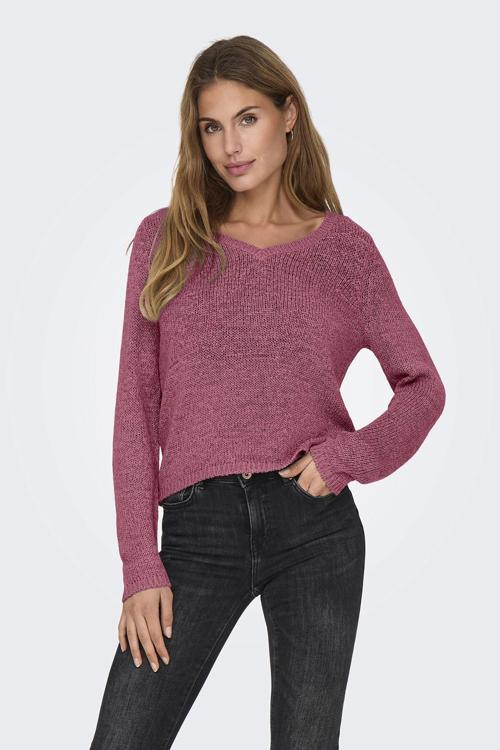 Onlgeena Regular Fit V Yaka Bayan Kazak 15340862 GÜL KURUSU