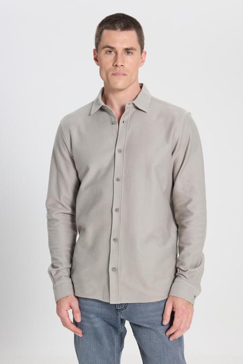 Pamuklu Regular Fit Klasik Yaka Erkek Gömlek W242585 013 TAŞ