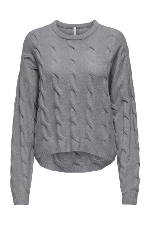 Onljeanett Regular Fit Bisiklet Yaka Örme Bayan Kazak 15350361 GRİ