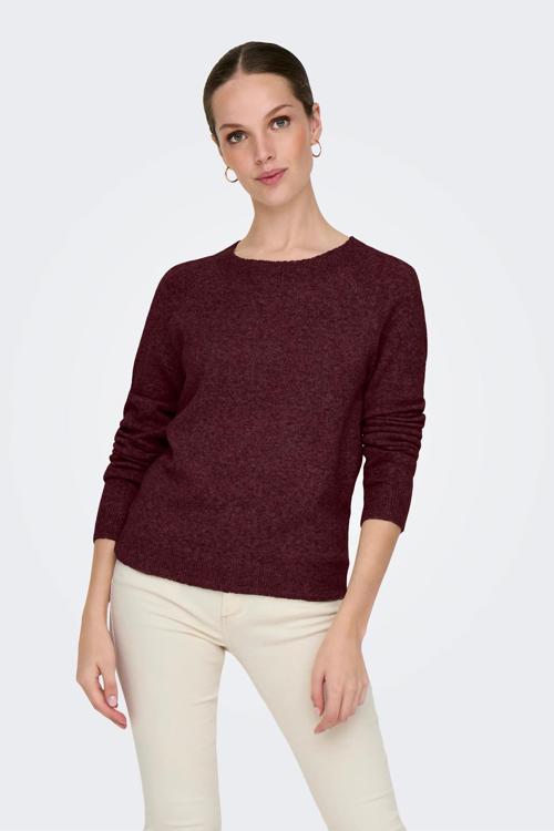 Onlrica Regular Fit Bisiklet Yaka Bayan Kazak 15204279 VİŞNE